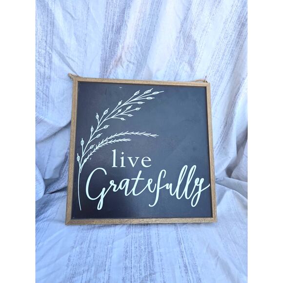 Rustic 12 in Square Reversible Wall Art Live Gratefully & Joy to the World - Picture 1 of 2